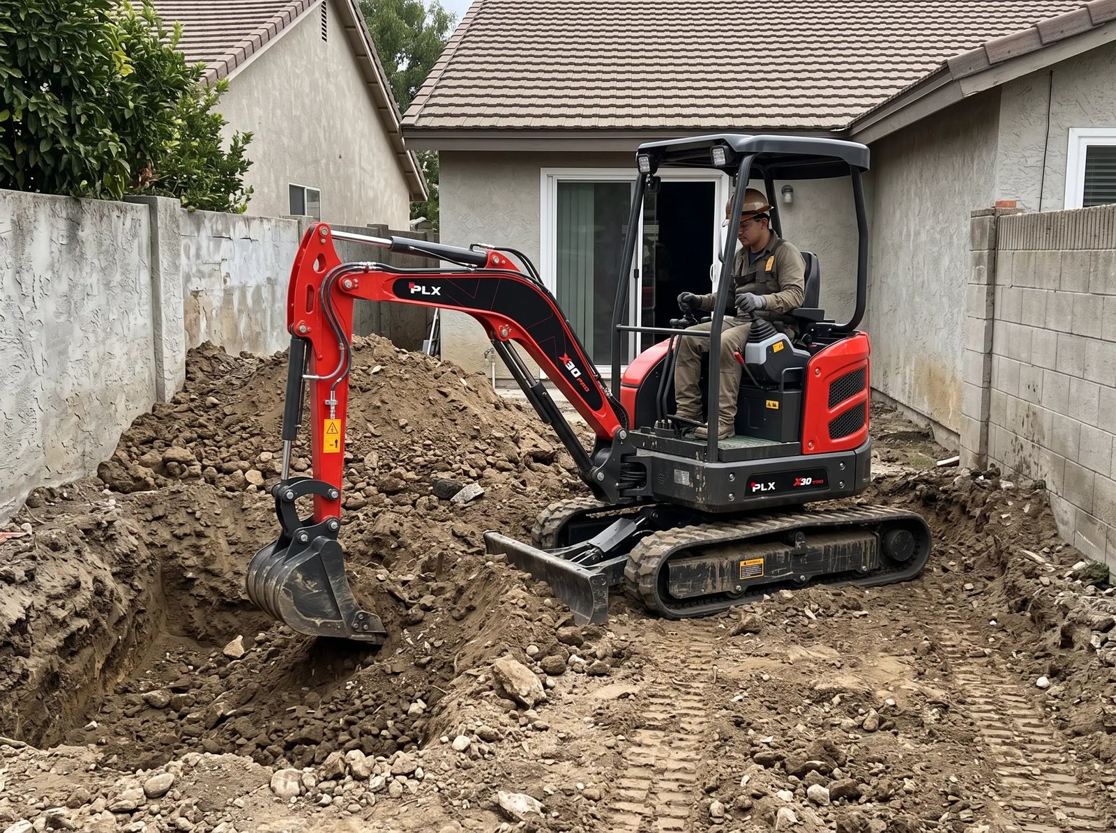 Mini escavadeira para terraplanagem de lote: o que ela faz e onde está o limite