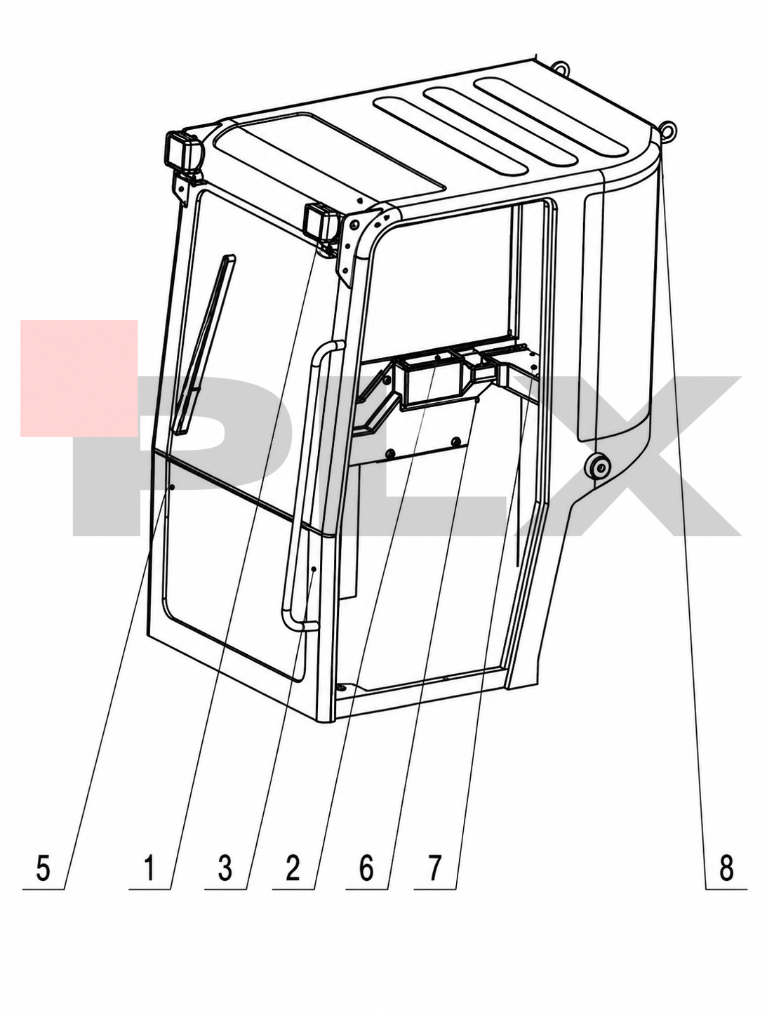 Diagrama do cabine da Mini Escavadeira X35 Pro