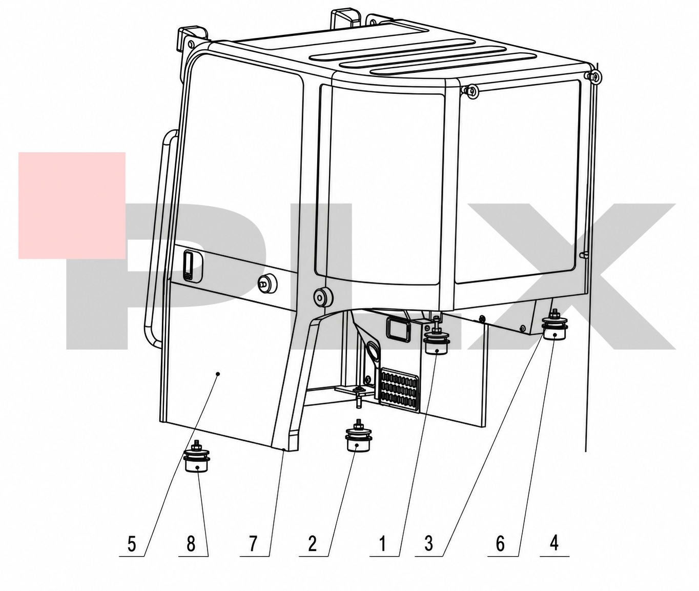 Diagrama do conjunto da cabine da Mini Escavadeira X35 Pro