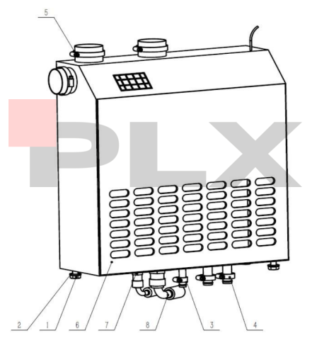 Diagrama do conjunto da caixa de evaporação da Mini Escavadeira X35 Pro