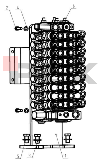 Diagrama do conjunto da válvula principal da Mini Escavadeira X35 Pro