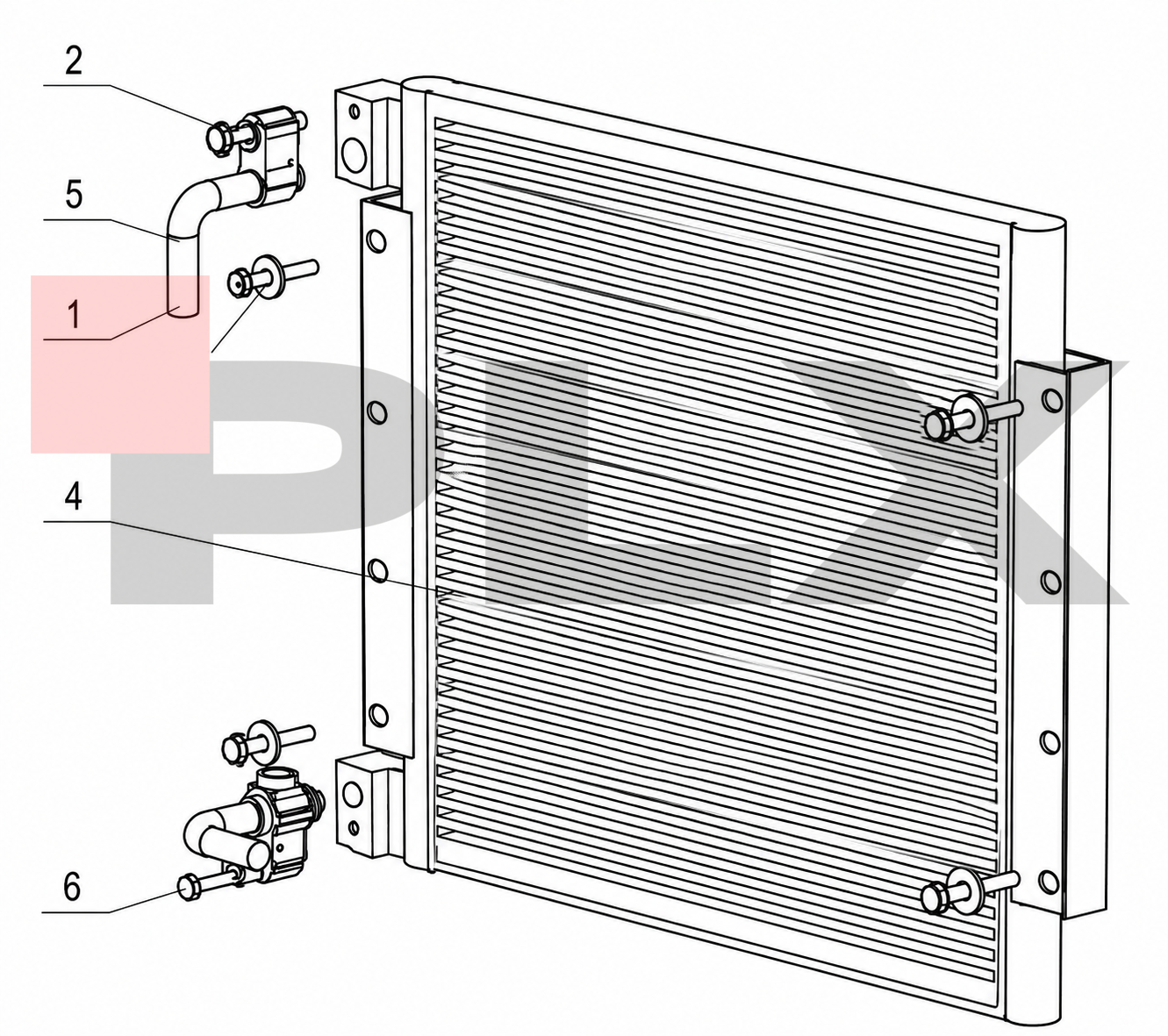 Diagrama do conjunto do condensador da Mini Escavadeira X35 Pro