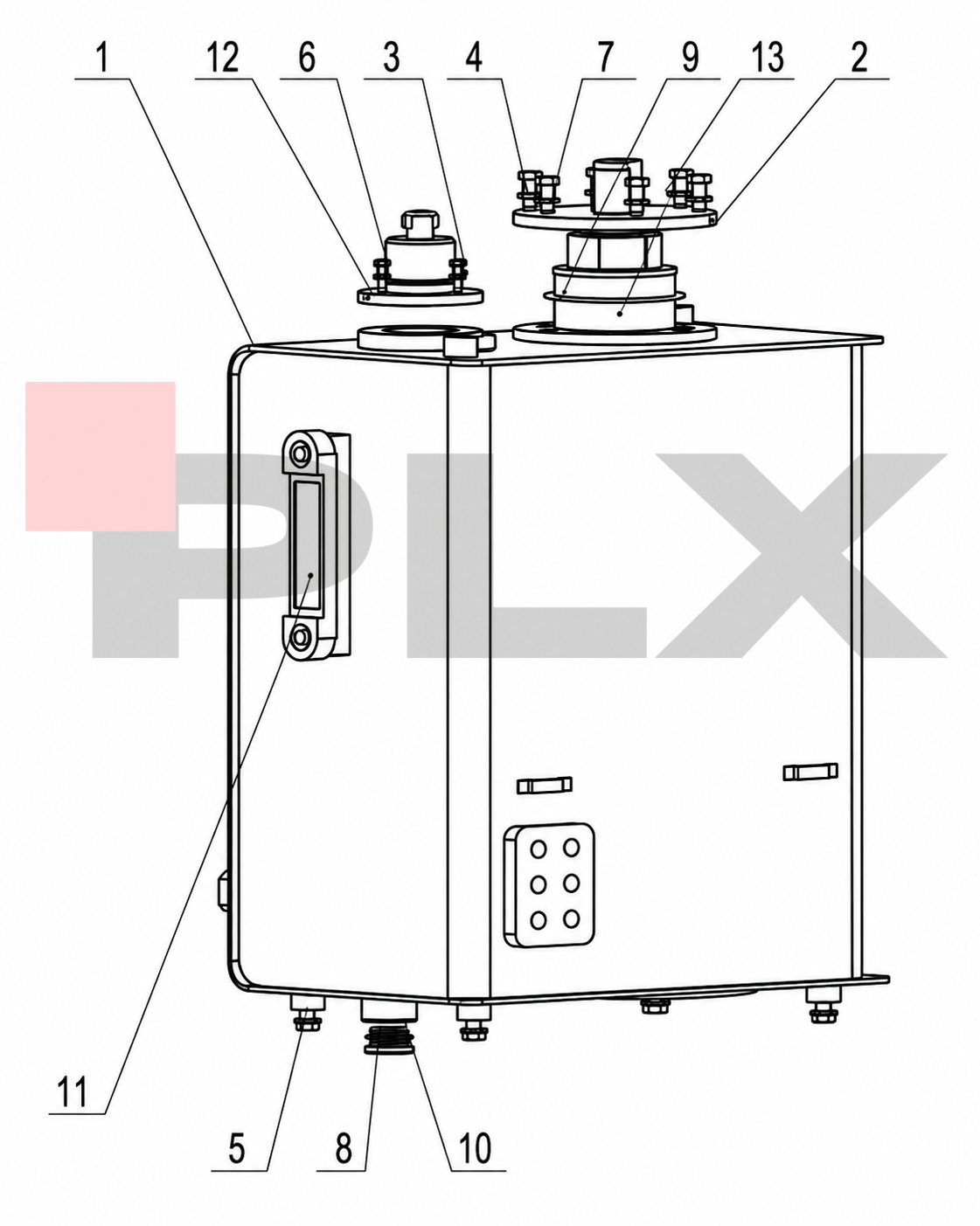 Diagrama do conjunto do tanque hidráulico da Mini Escavadeira X35 Pro