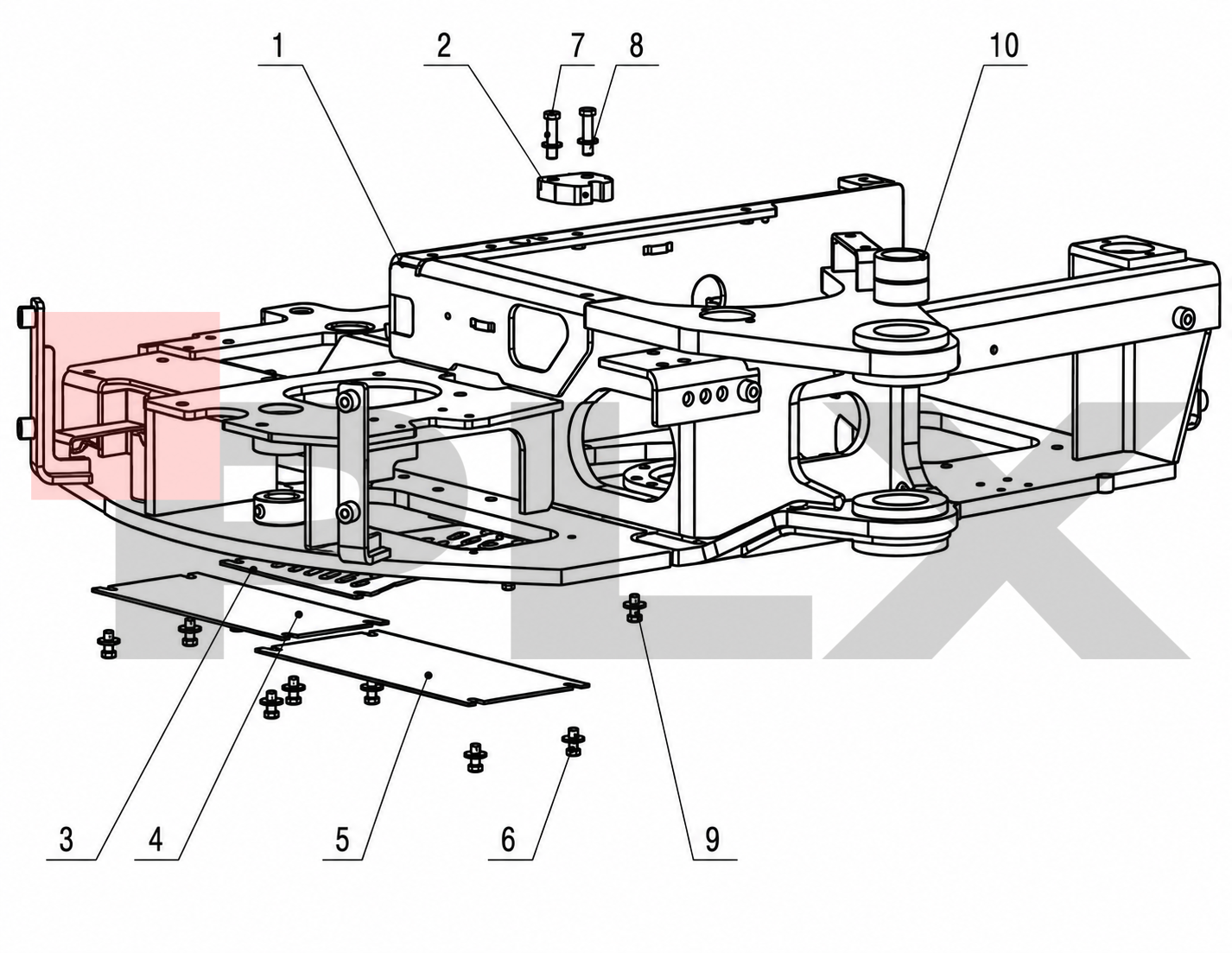 Diagrama do dispositivo de rotação da Mini Escavadeira X35 Pro