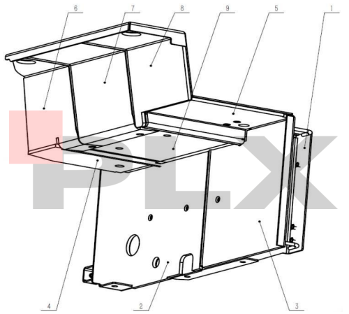 Diagrama do isolamento da tampa do meio da Mini Escavadeira X35 Pro