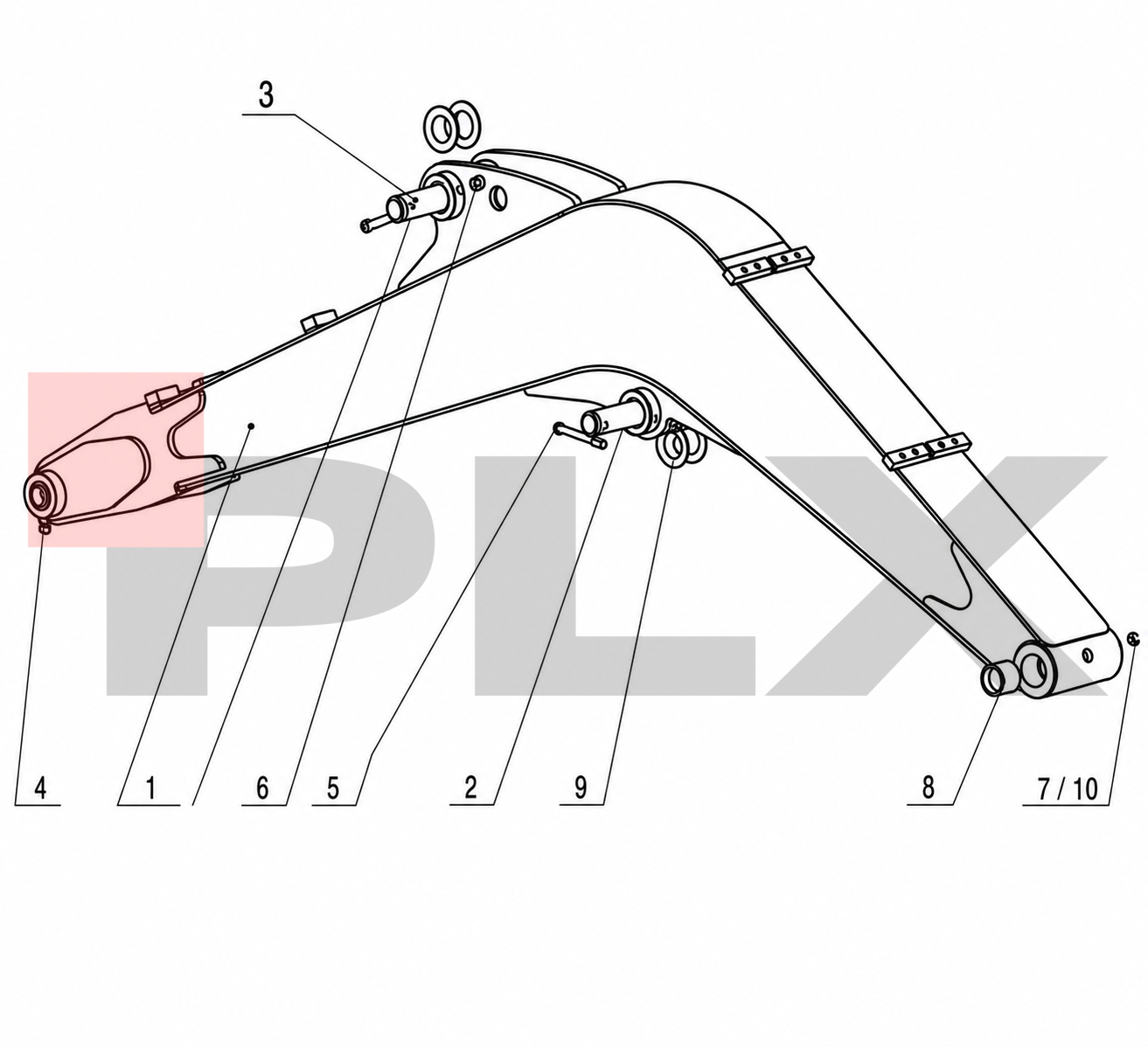 Diagrama do montagem da lança da Mini Escavadeira X35 Pro