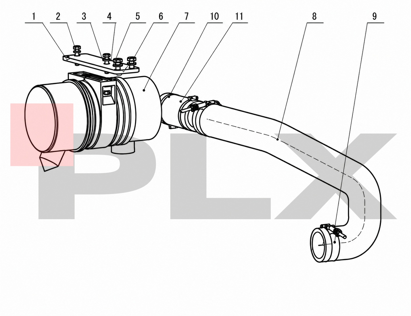 Diagrama do sistema de admissão de ar da Mini Escavadeira X35 Pro