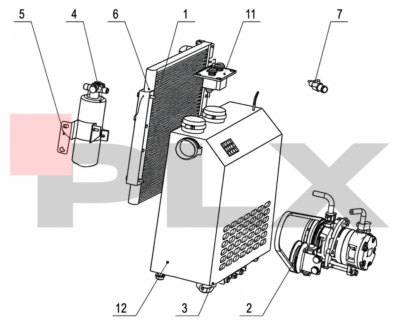 Diagrama do sistema de ar condicionado da Mini Escavadeira X35 Pro