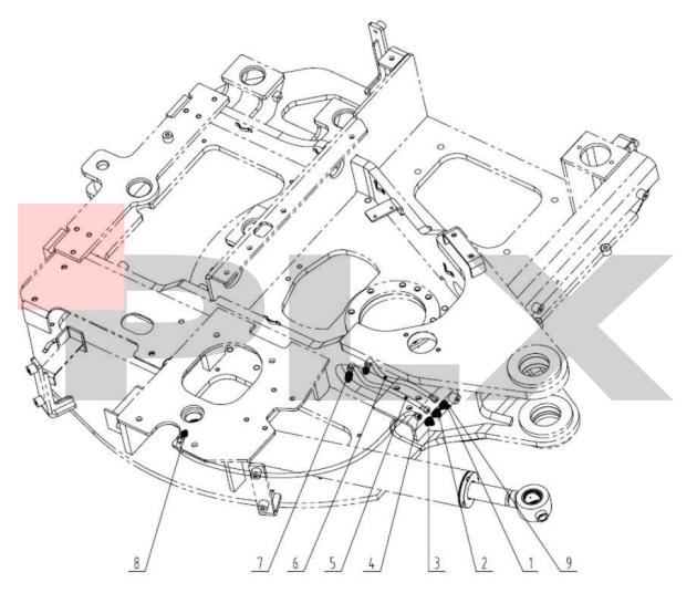 Diagrama do sistema de lubrificação da plataforma da Mini Escavadeira X35 Pro