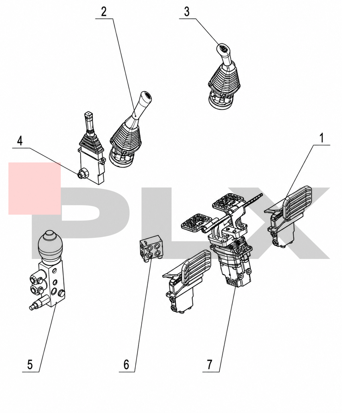 Diagrama do sistema hidráulico do joystick da Mini Escavadeira X35 Pro